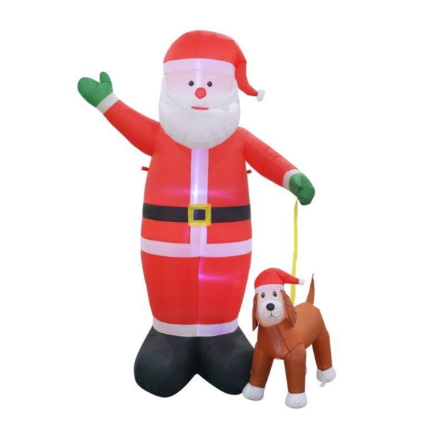 Inflatable Outdoor Santa with Dog | Kirklands Home