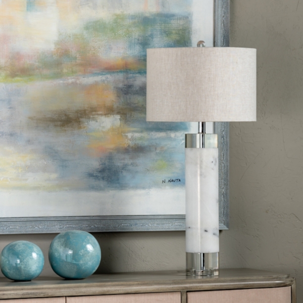 Marble and Crystal Stacked Table Lamp