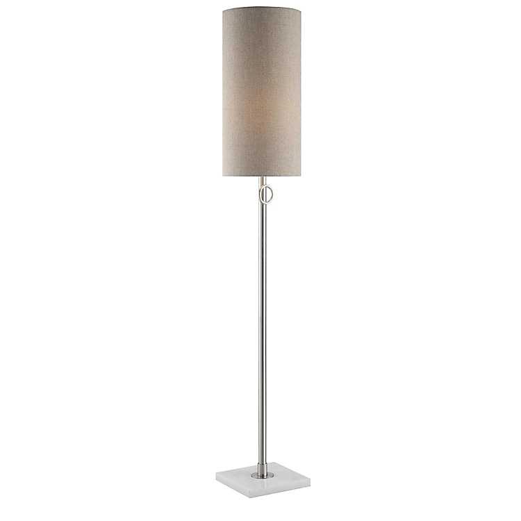 Silver Marble Base Modern Floor Lamp, Silver Floor Lamp With Marble Base