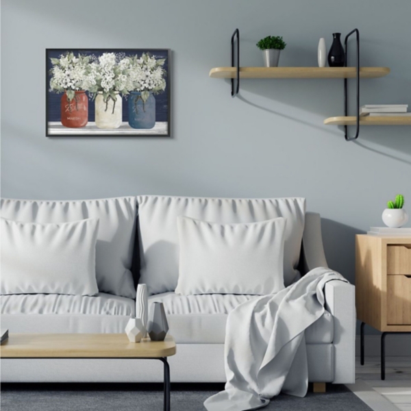 Americana Floral Bouquets Black Framed Art Print