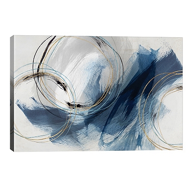 Blue & Gold Loops Abstract Canvas Art Print