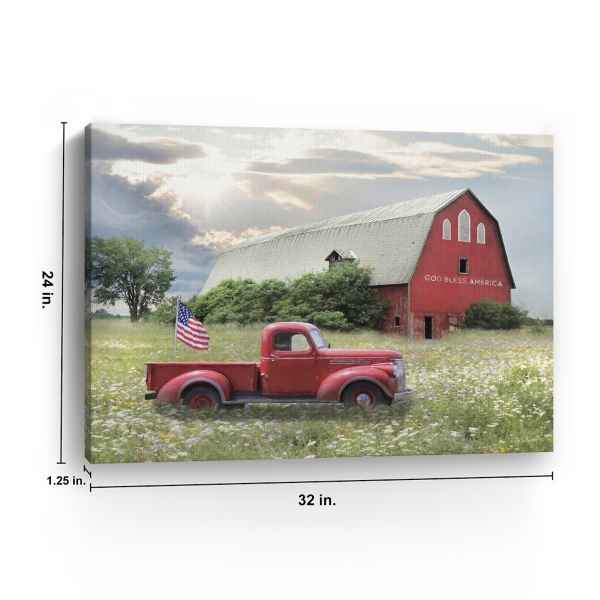 American Red Truck Canvas Art Print, 32x24 in.