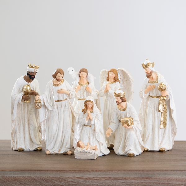 White and Gold 7pc. Nativity Set Kirklands Home