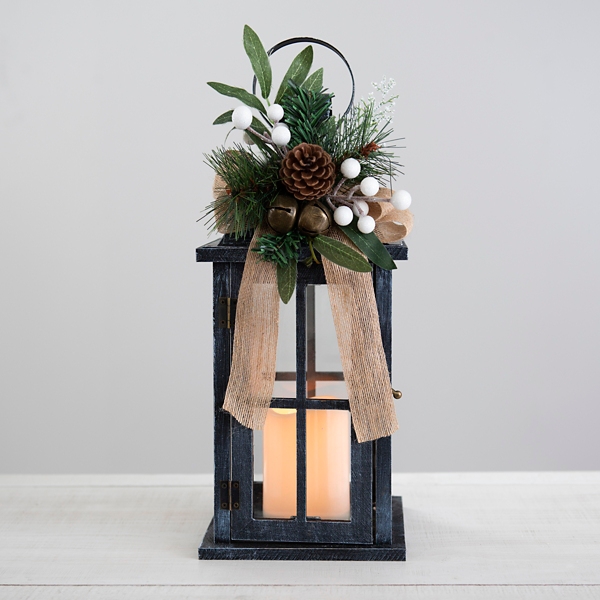 Pre-Lit Lantern with White Winter Berries, 14 in. | Kirklands Home