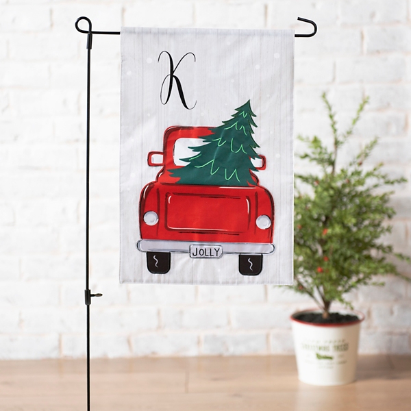 Christmas Truck Monogram K Flag Set Kirklands Home