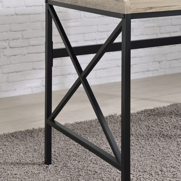 Gray Finish X Frame Wooden Hinged Top Desk