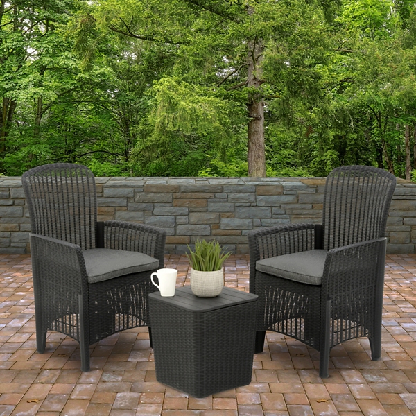 Dark Gray Rattan 3pc. Outdoor Bistro Set Kirklands Home