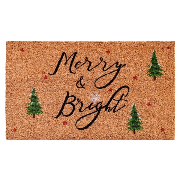 Natural Merry Bright Tree Coir Doormat, 36 in.