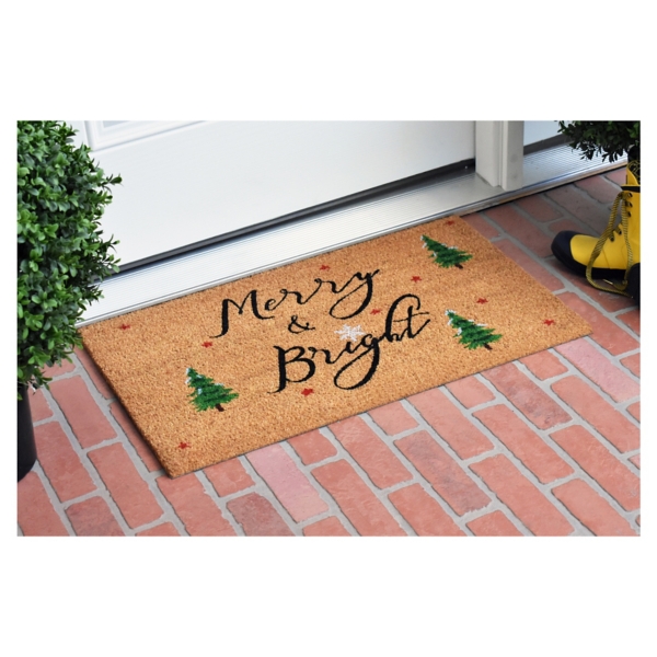 Natural Merry Bright Tree Coir Doormat, 36 in.