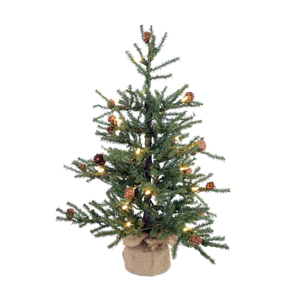 Pre-Lit Carmel Pine Burlap Christmas Tree, 36 in.