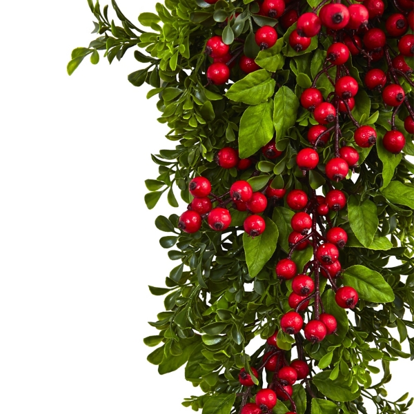 Boxwood Berry Floral Christmas Teardrop