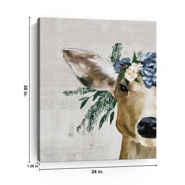 Deer and Wildflowers Giclee Canvas Art Print