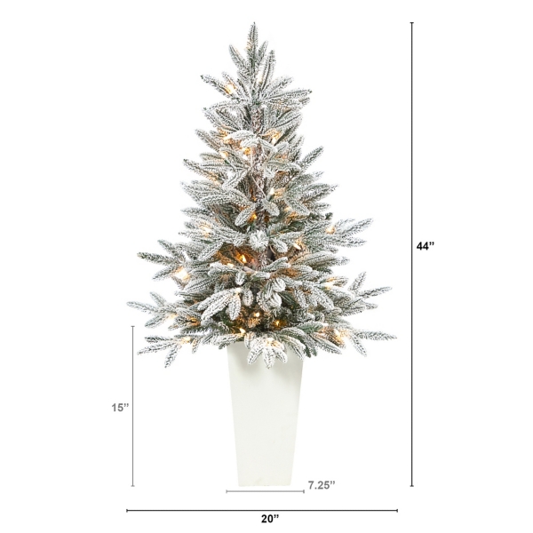 Pre-Lit Manchester Spruce in White Planter, 44 in.