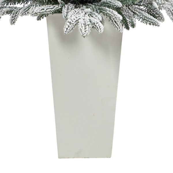 Pre-Lit Manchester Spruce in White Planter, 44 in.