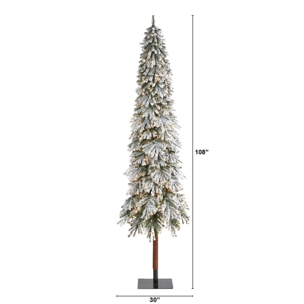 9 ft. Lit Flocked Grand Alpine Christmas Tree