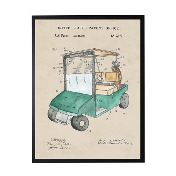 Golf Cart Patent Framed Art Print | Kirklands Home