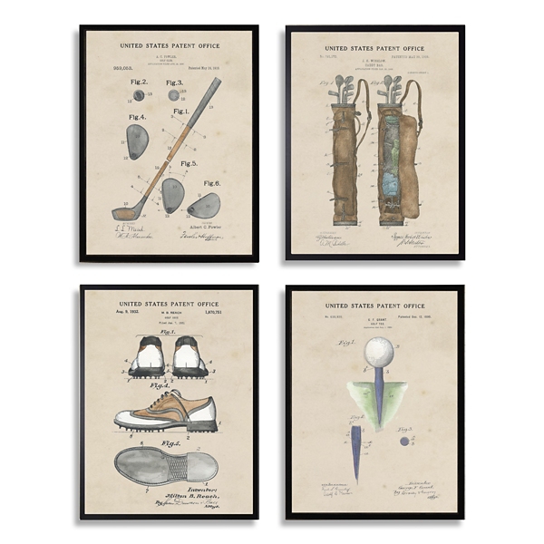Golf Patents Framed Art Prints, Set of 4 | Kirklands Home