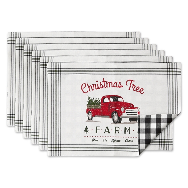 Reversible Tree Farm 6pc. Christmas Placemat Set Kirklands Home