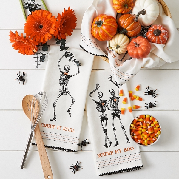 Skeletons Printed Assorted Dishtowels, Set of 3