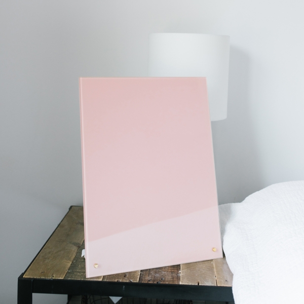 Pink Square Magnetic Glass Dry Erase Board