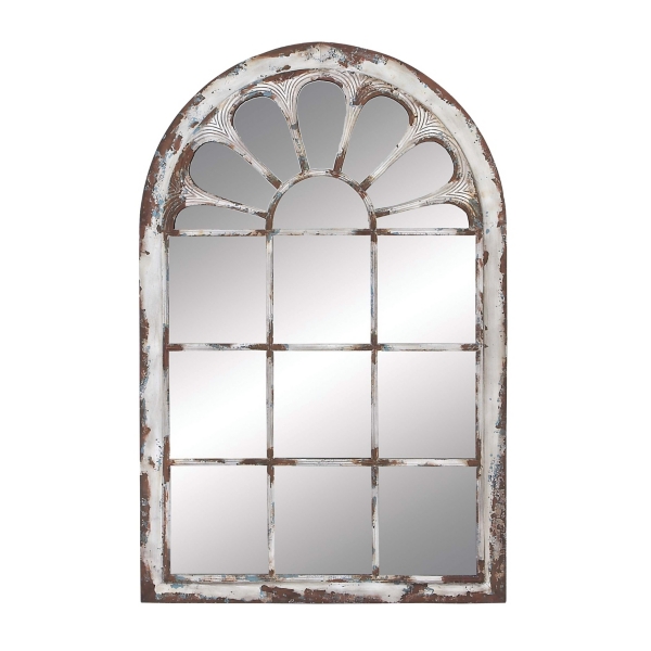 White Brown Rustic Window Iron Frame Wall Mirror Kirklands Home