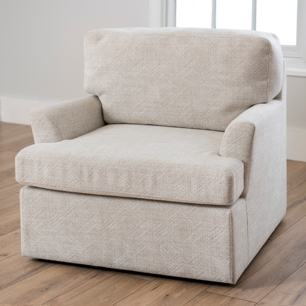 Neutral Swivel Upholstered Miller Accent Chair