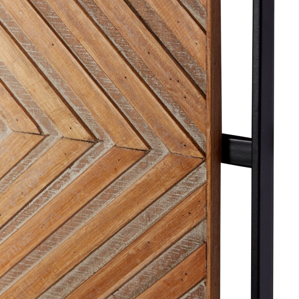 Brown Chevron Wood Wall Plaques, Set of 2