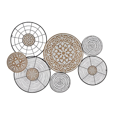 Brown Wood and Metal Plates Wall Plaque
