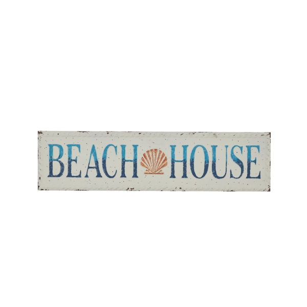 White Metal Beach House Sign Wall Plaque | Kirklands Home