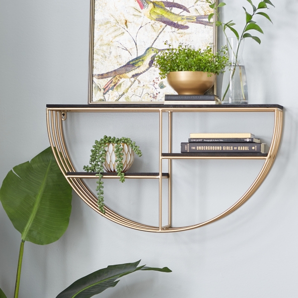 Golden Half Moon Wall Shelves | Kirklands Home