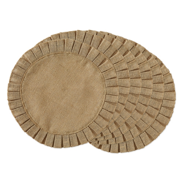 Natural Jute Round Ruffle Placemats, Set of 6 Kirklands Home
