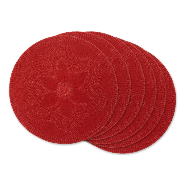 Vintage Red Floral Woven Round Placemats, Set of 6 Kirklands Home