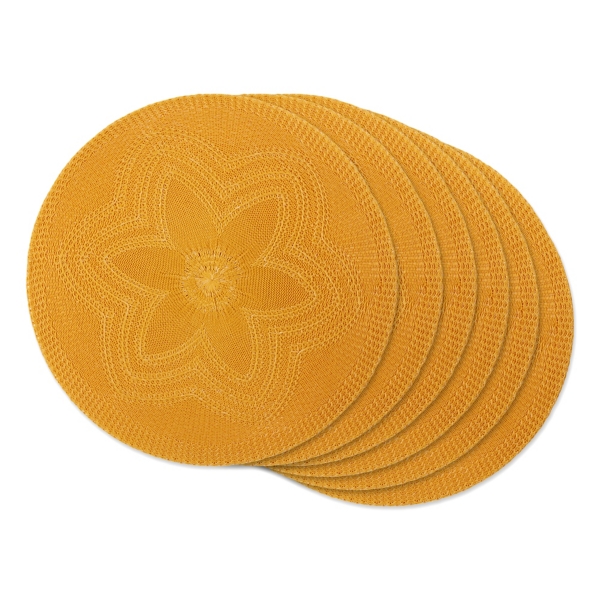 Honey Gold Floral Woven Round Placemats, Set of 6 Kirklands Home