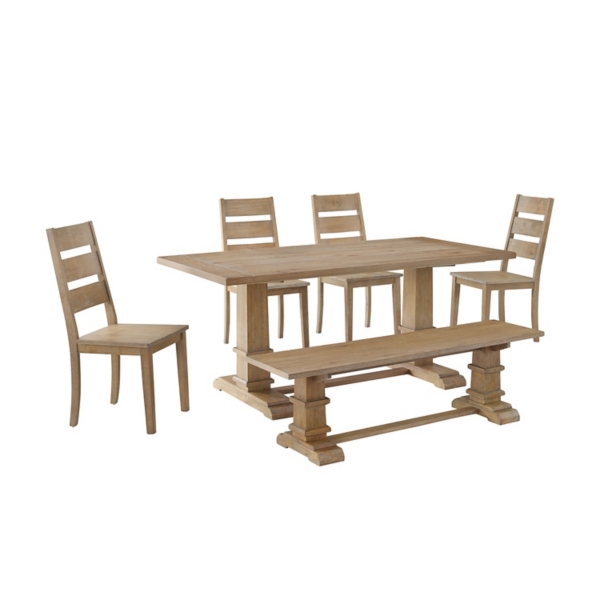 Natural Wood Trestle Table 6pc. Dining Set Kirklands Home