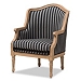 Black and Gray Striped Wood Frame Accent Chair