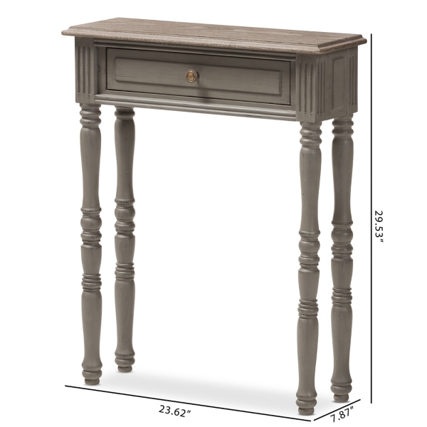 Tan and Gray Ornate Ball Turned Console Table