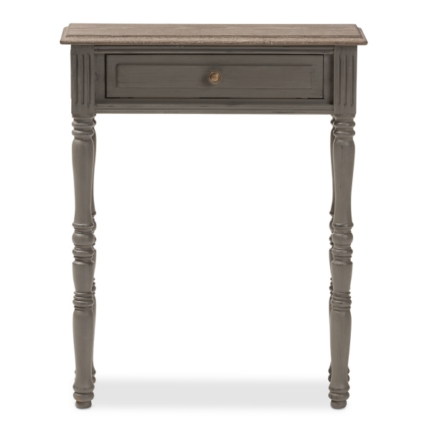 Tan and Gray Ornate Ball Turned Console Table