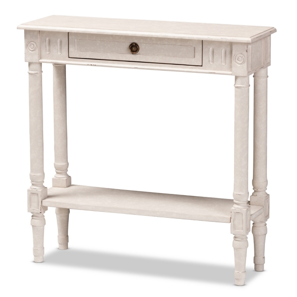 Arielle Whitewash Farmhouse Console Table
