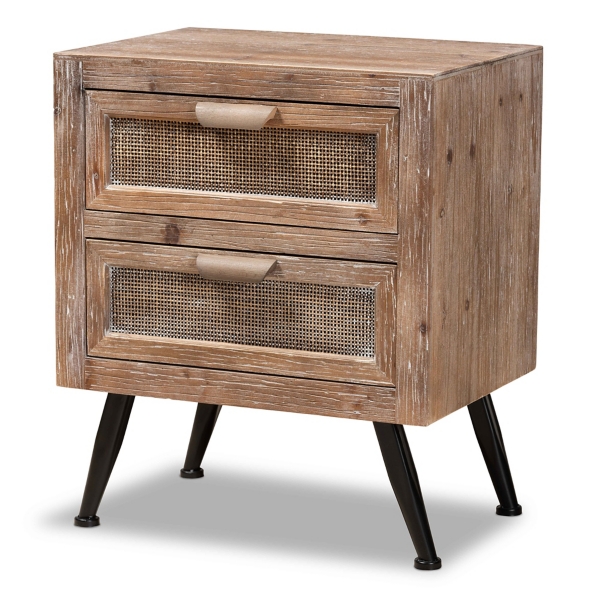 Brown Wood and Rattan 2Drawer Nightstand Kirklands Home