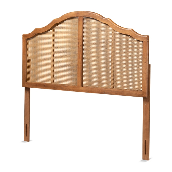 Ash Walnut Wood Rattan Arch Frame King Headboard