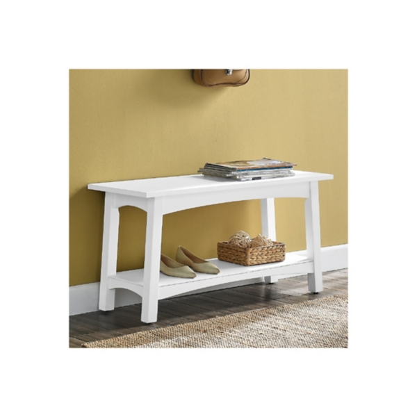 Willis White Wooden Lower Shelf Bench
