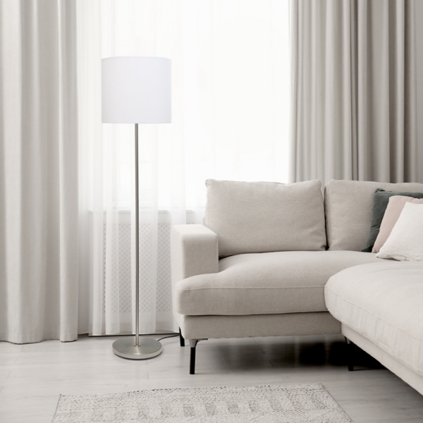 Minimal Brushed Nickel Stem Floor Lamp