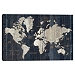 Blue World Map Canvas Art Print