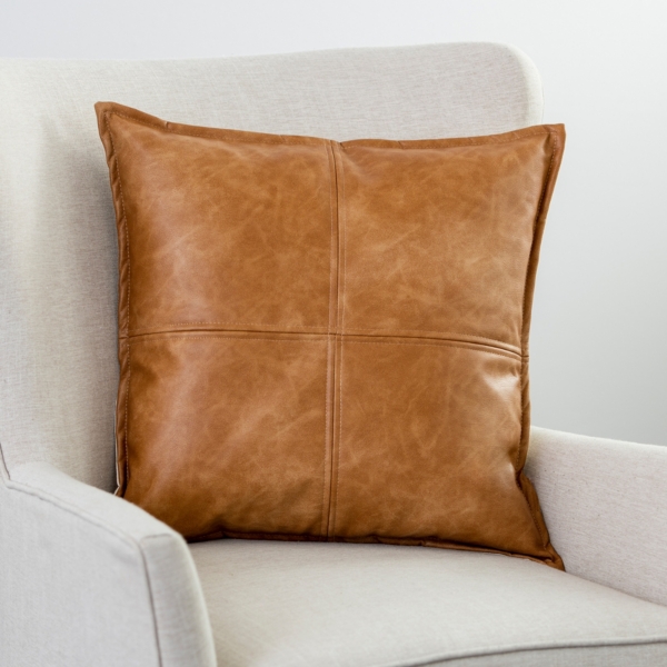 Leather Wyoming State Accent Pillow