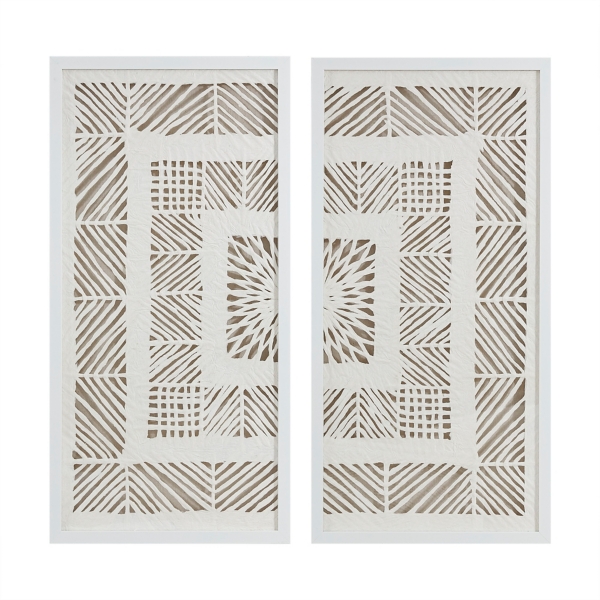 Natural Geometric Rice Paper Framed Art, Set of 2 | Kirklands Home