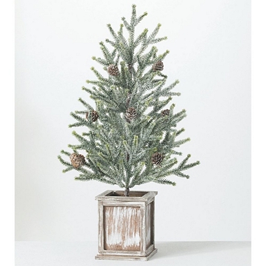 Snowy Potted Mini Pine Trees, Set of 2