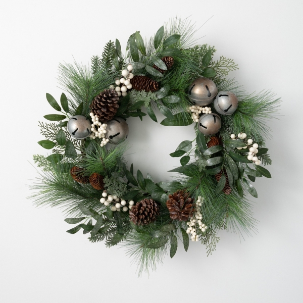 Silver Bells and Sparkle Berry Wreath, 24 in. | Kirklands Home