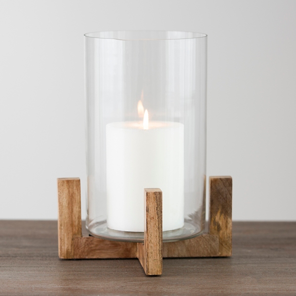 Candleholders Wood Hurricane Candle Holder set of 2 Home Décor Home & Living