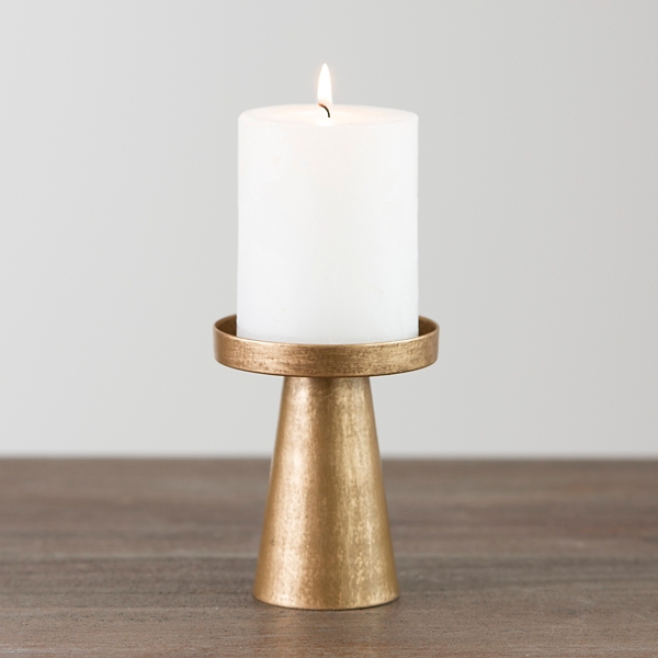 Modern Brushed Gold Pillar Candle Holder, 5 in. Kirklands Home