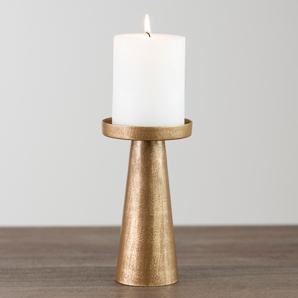 Modern Brushed Gold Pillar Candle Holder, 7 in. Kirklands Home